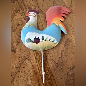 Russ home decor, metal folk art chicken/rooster towel hook farmhouse decor